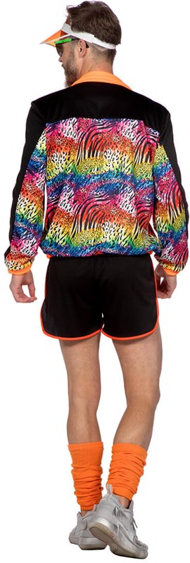 Eighties Disco Neon Panter Outfit Heren (achterkant)