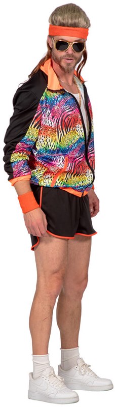 Eighties Disco Neon Panter Outfit Heren (zijkant)