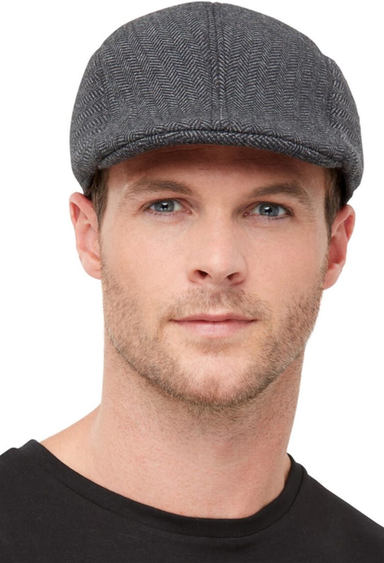 Flat cap kind – Jaren 20 platte pet – Bruin/wit motief