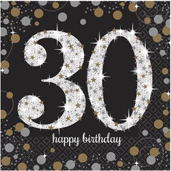 Servetten 30 Jaar Sparkling Celebrations 16st
