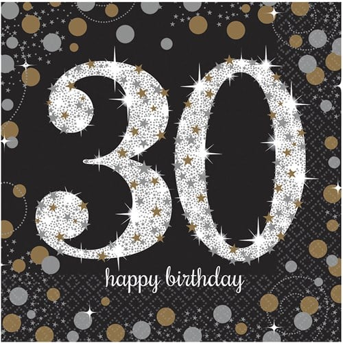 Servetten 30 Jaar Sparkling Celebrations 16st