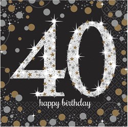 Servetten 40 Jaar Sparkling Celebrations 16st