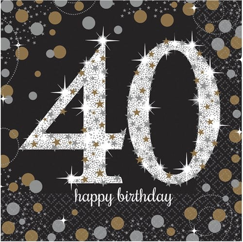 Servetten 40 Jaar Sparkling Celebrations 16st