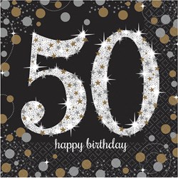Servetten 50 Jaar Sparkling Celebrations 16st