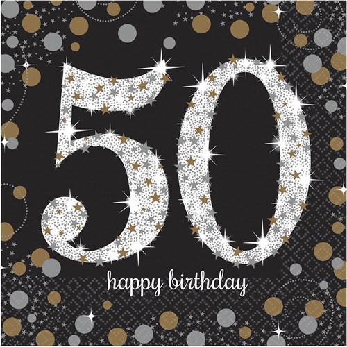 Servetten 50 Jaar Sparkling Celebrations 16st