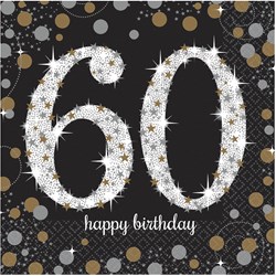 Servetten 60 Jaar Sparkling Celebrations 16st