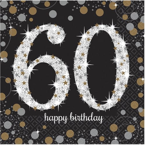 Servetten 60 Jaar Sparkling Celebrations 16st