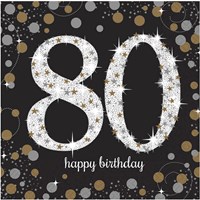 Servetten 80 Jaar Sparkling Celebrations 16st