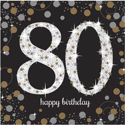Servetten 80 Jaar Sparkling Celebrations 16st