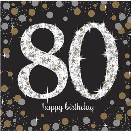 Servetten 80 Jaar Sparkling Celebrations 16st