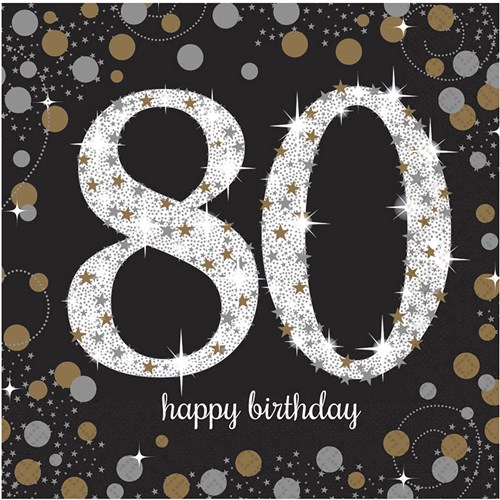 Servetten 80 Jaar Sparkling Celebrations 16st