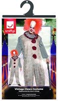 Herenkostuum Scary Vintage Clown Grijs-Rood (verpakking)