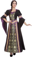Gothic Jurk Paars-Zwart met Capuchon Luxe-2