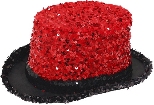 Hoge Hoed Pailletten Rood