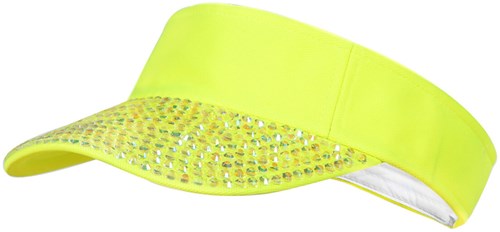 Zonneklep Neon Geel met Parelmoer Studs