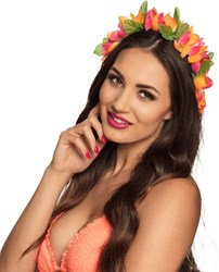 Hawaii Diadeem Bloemen Oranje-Roze