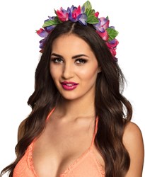 Hawaii Diadeem Bloemen Paars-Roze