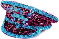 Kapiteinspet Pailletten Pink-Turquoise Luxe