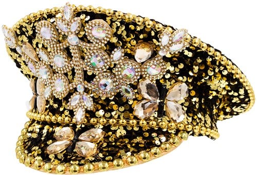 Kapiteinspet Pailletten Goud Luxe