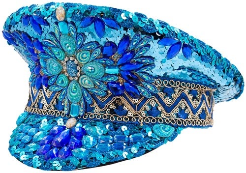 Kapiteinspet Pailletten Turquoise-Goud Luxe