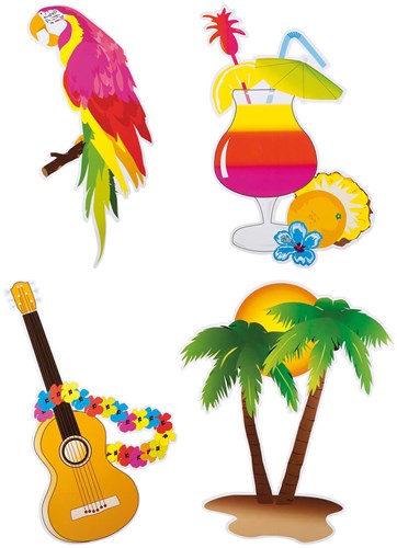 Wanddecoratie Hawaii 4st 