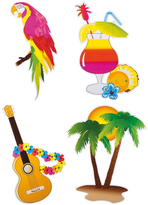 Wanddecoratie Hawaii 4st 