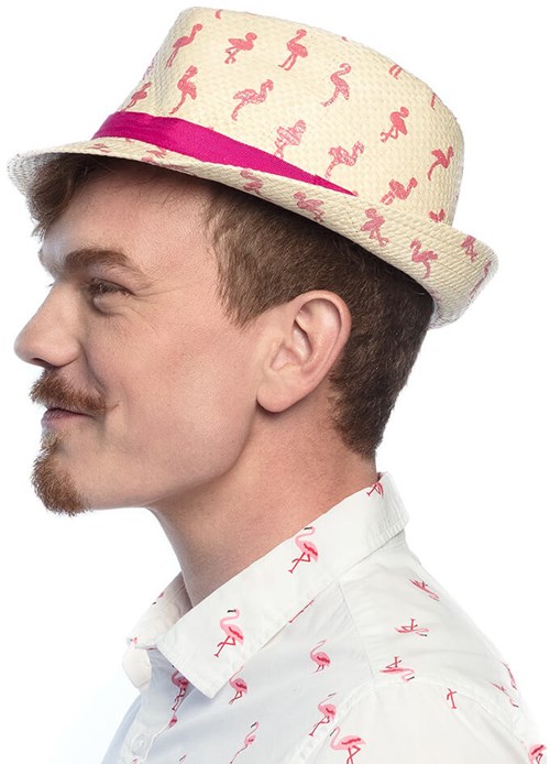 Trendy Hoedje Hawaii met Flamingo's (voorbeeld man zijkant)