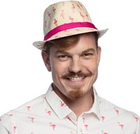 Trendy Hoedje Hawaii met Flamingo's (voorbeeld man)