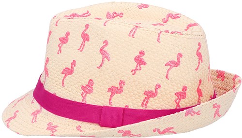 Trendy Hoedje Hawaii met Flamingo's (zijkant)