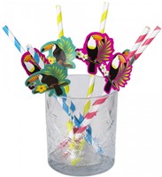 Papieren Rietjes Hawaii Toekan 20cm - 6st (voorbeeld)