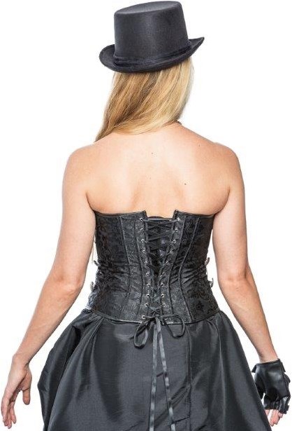Korset Steampunk Zwart met zilveren sluiting -2
