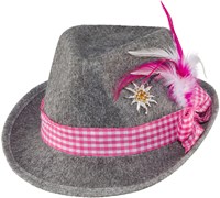 Tiroler Hoed Grijs/Pink voor dames 