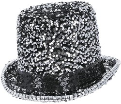 Fever Hoge Hoed Pailletten Luxe Zilver-Zwart