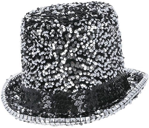 Fever Hoge Hoed Pailletten Luxe Zilver-Zwart