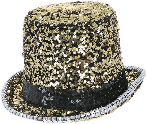 Fever Hoge Hoed Pailletten Luxe Goud-Zwart