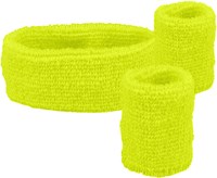 Set Zweetbandjes + Hoofdband Neon Geel
