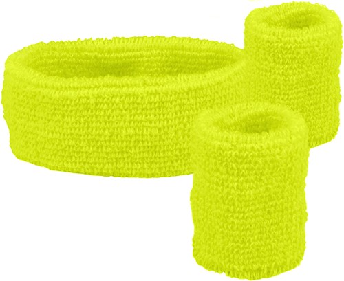 Set Zweetbandjes + Hoofdband Neon Geel