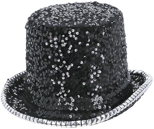 Fever Hoge Hoed Pailletten Luxe Zwart-Zwart