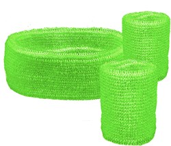 Set Zweetbandjes + Hoofdband Neon Groen