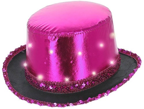 Hoge Hoed Metallic Pink met LED-verlichting