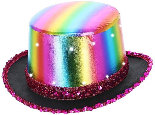 Hoge Hoed Metallic Regenboog met LED-verlichting
