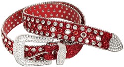 Diamond Riem met Strass Rood - 110cm