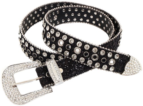 Diamond Riem met Strass Zwart - 110cm