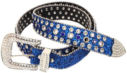 Diamond Riem met Strass Blauw - 110cm