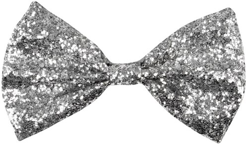 Vlinderstrikje Glitter Zilver