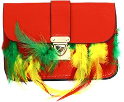 Enveloptasje met Veren en Hengsel Rood-Geel-Groen (Clutch)