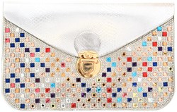 Enveloptasje Zilver met Steentjes en Strass (Clutch)