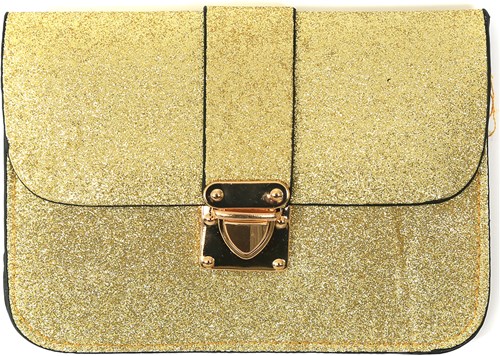 Glitter Enveloptasje met Hengsel Goud (Clutch)