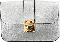 Glitter Enveloptasje met Hengsel Zilver (Clutch)