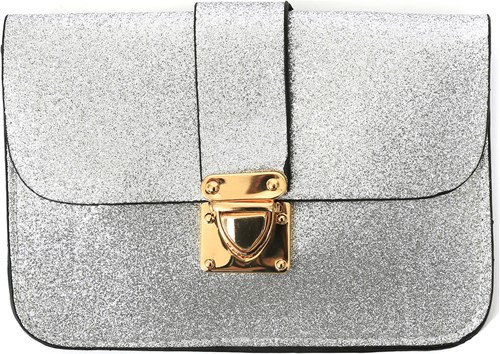 Glitter Enveloptasje met Hengsel Zilver (Clutch)